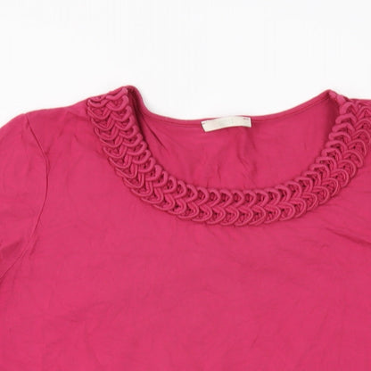 Marks & Spencer Womens Pink Viscose Basic T-Shirt Size 18 Round Neck