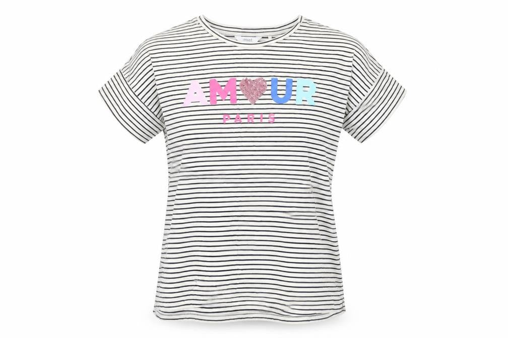 NEXT Womens White Striped Cotton Basic T-Shirt Size 12 Round Neck