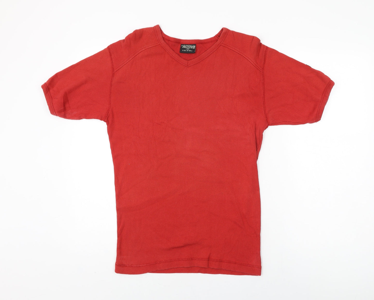 CS Active Womens Red Cotton Basic T-Shirt Size L V-Neck