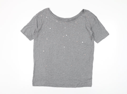 NEXT Womens Grey Viscose Basic T-Shirt Size 8 Round Neck