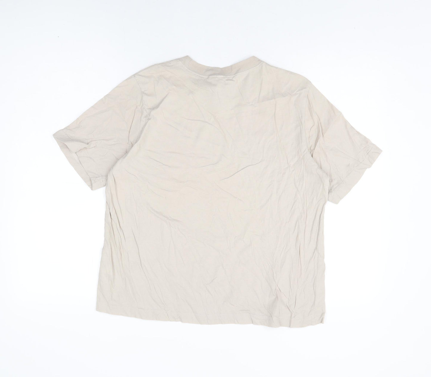 H&M Womens Beige Cotton Basic T-Shirt Size M Round Neck