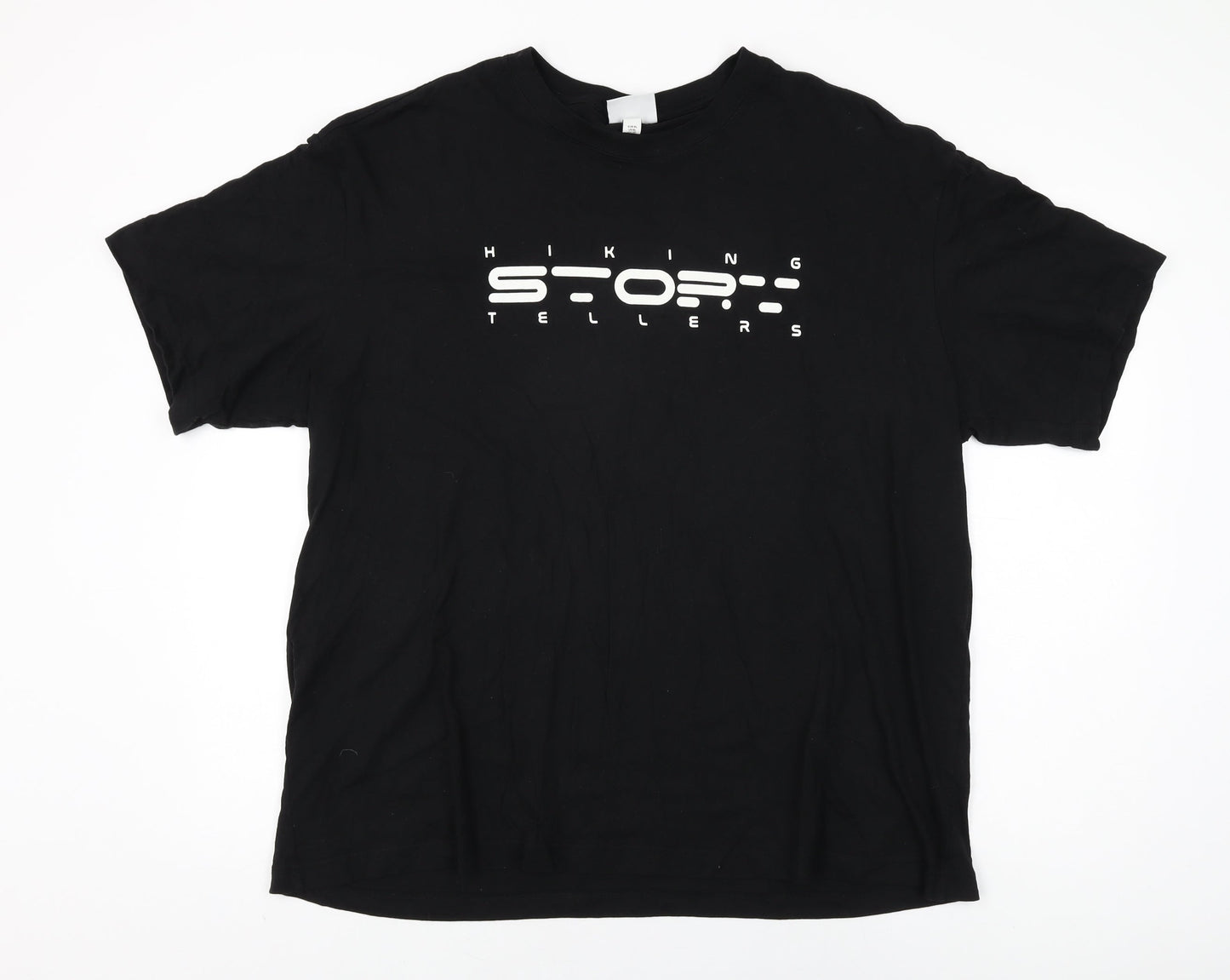 H&M Mens Black Cotton T-Shirt Size XL Round Neck
