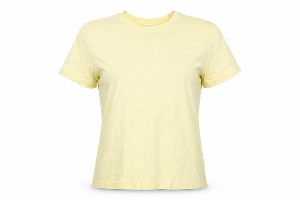 John Lewis Womens Yellow Cotton Basic T-Shirt Size 12 Round Neck