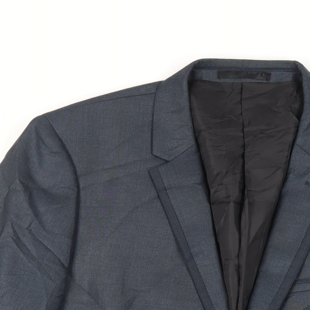 OneSixFive Mens Blue Polyester Jacket Suit Jacket Size 42 Regular