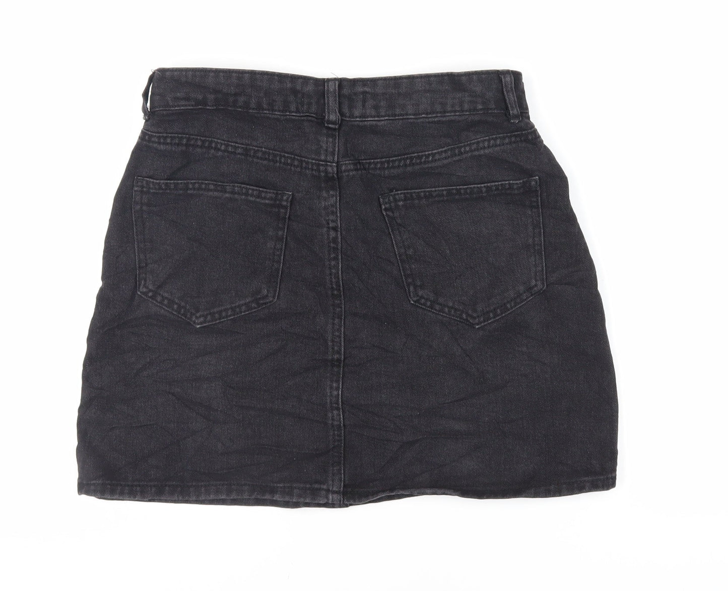 Denim & Co. Womens Black Cotton Mini Skirt Size 10 Zip - Pockets