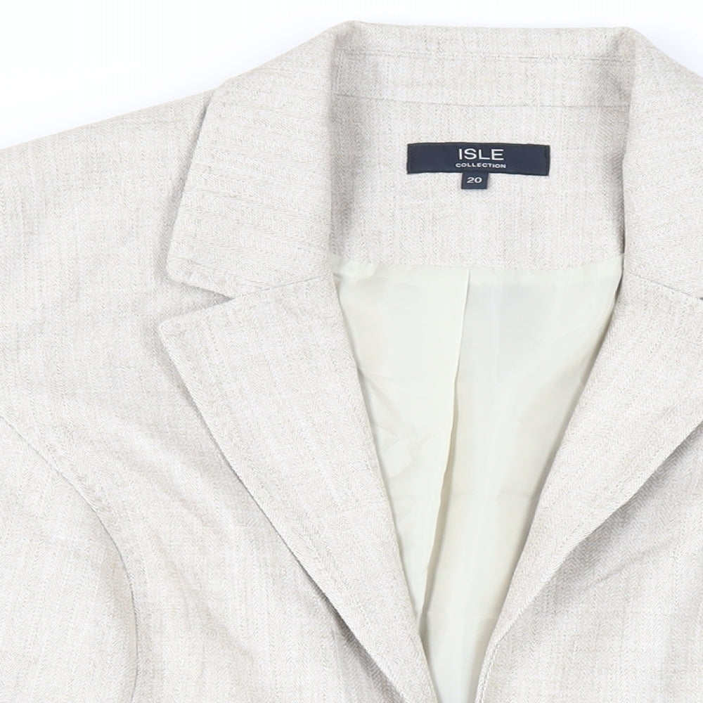 EWM Womens Beige Jacket Blazer Size 20 Hook & Eye