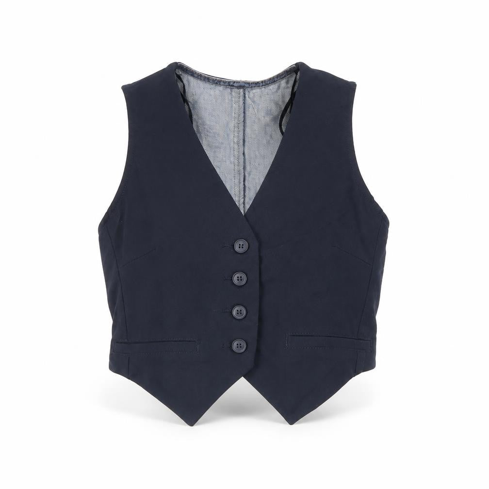 Pull&Bear Womens Blue Jacket Waistcoat Size XS Button