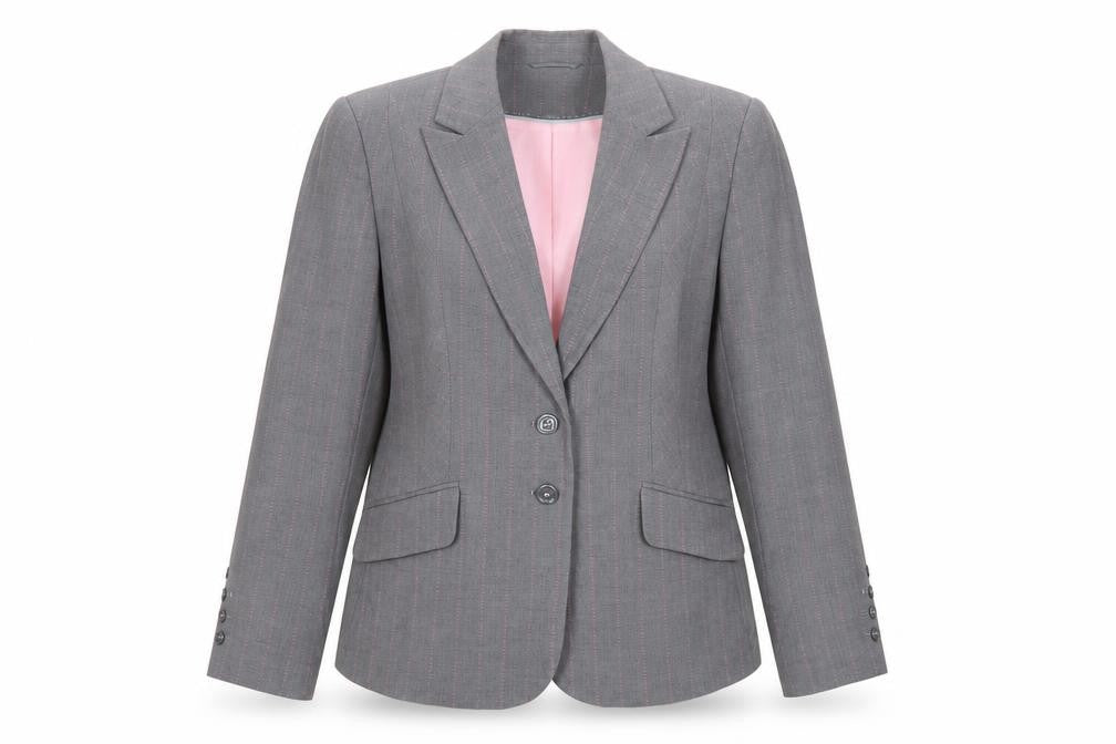 Marks & Spencer Womens Grey Striped Jacket Blazer Size 18 Button