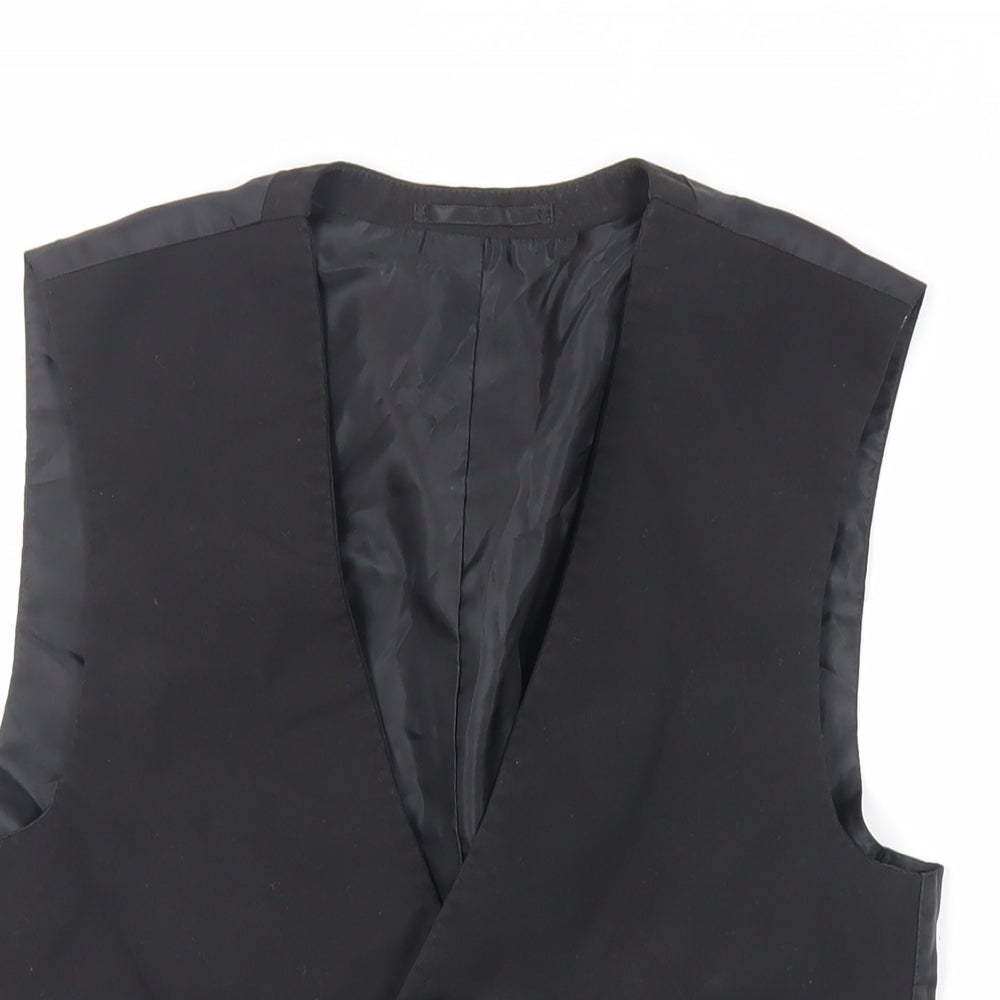 NEXT Mens Black Polyester Jacket Suit Waistcoat Size 36 Regular