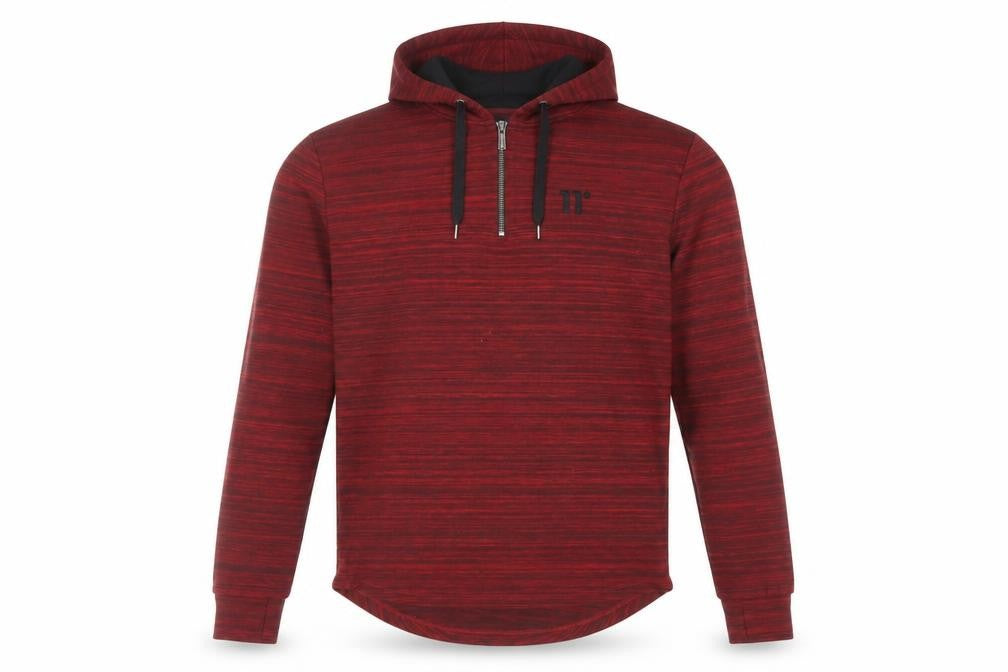 11 Degrees Mens Red Striped Viscose Pullover Hoodie Size S - Logo