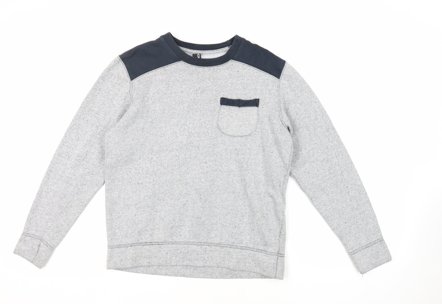 Flip Back Boys Grey Cotton Pullover Sweatshirt Size 15-16 Years Pullover