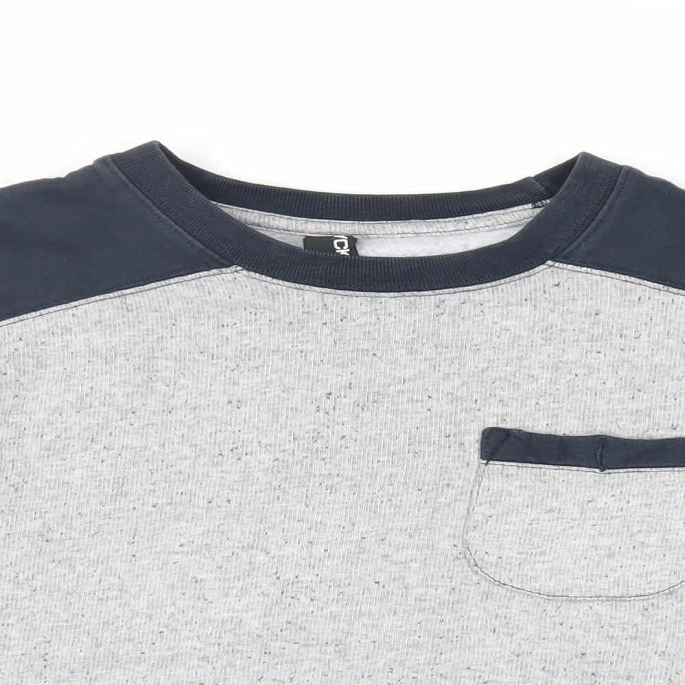 Flip Back Boys Grey Cotton Pullover Sweatshirt Size 15-16 Years Pullover