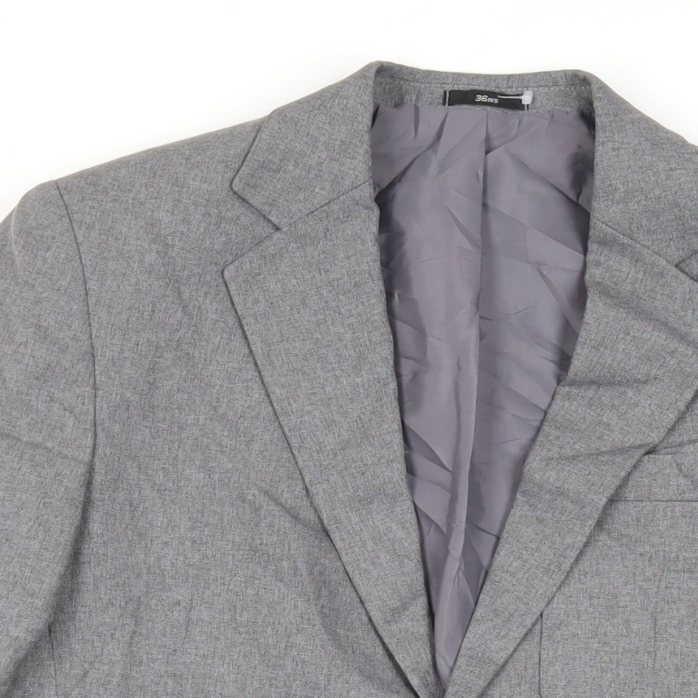 Pine & Buckland Mens Grey Polyester Jacket Suit Jacket Size 36 Regular