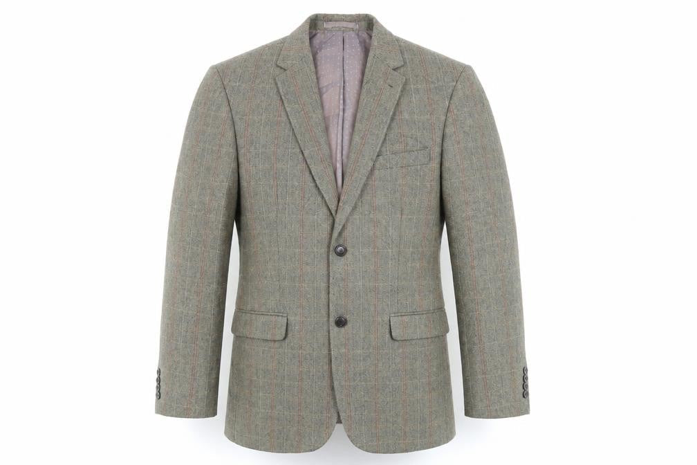 Greenwoods Mens Green Plaid Polyester Jacket Blazer Size 40 Regular
