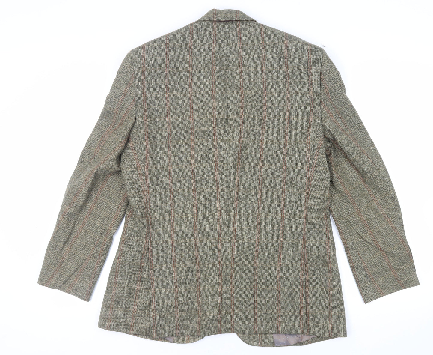 Greenwoods Mens Green Plaid Polyester Jacket Blazer Size 40 Regular