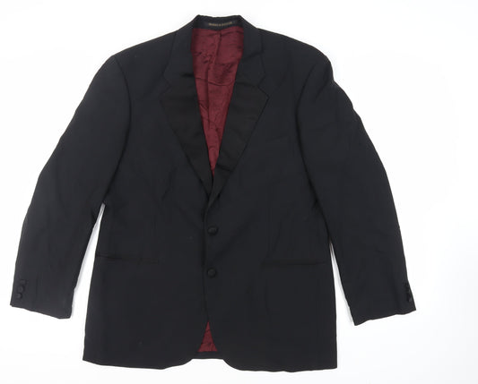 St Michael Mens Black Polyester Tuxedo Suit Jacket Size 42 Regular - Vintage
