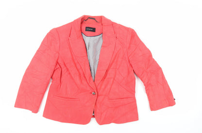 Additional front view of Autograph women’s red jacket blazer, size UK 16, button