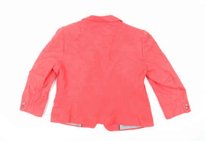 Back view of Autograph women’s red jacket blazer, size UK 16, button
