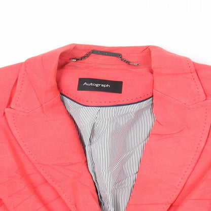 Close-up detail of Autograph women’s red jacket blazer, size UK 16, button