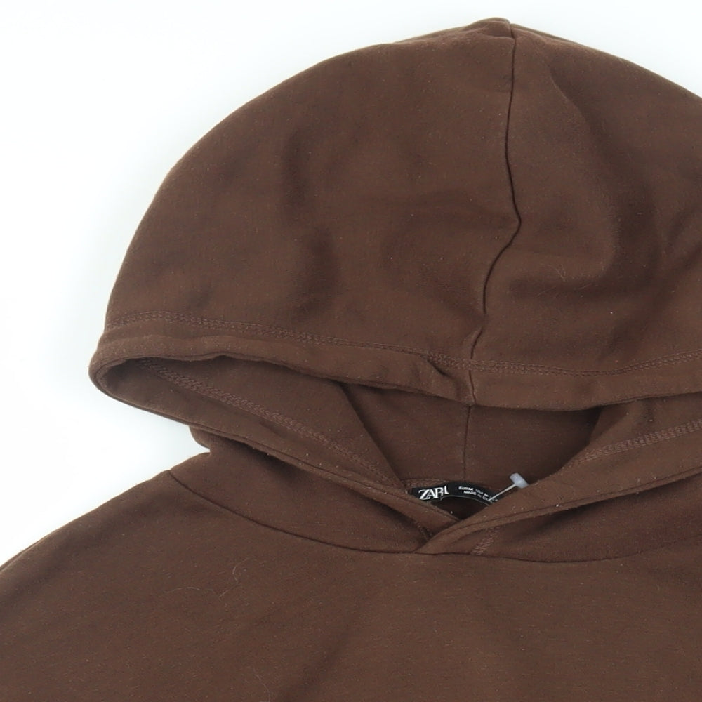 Zara Womens Brown Cotton Pullover Hoodie Size M Pullover