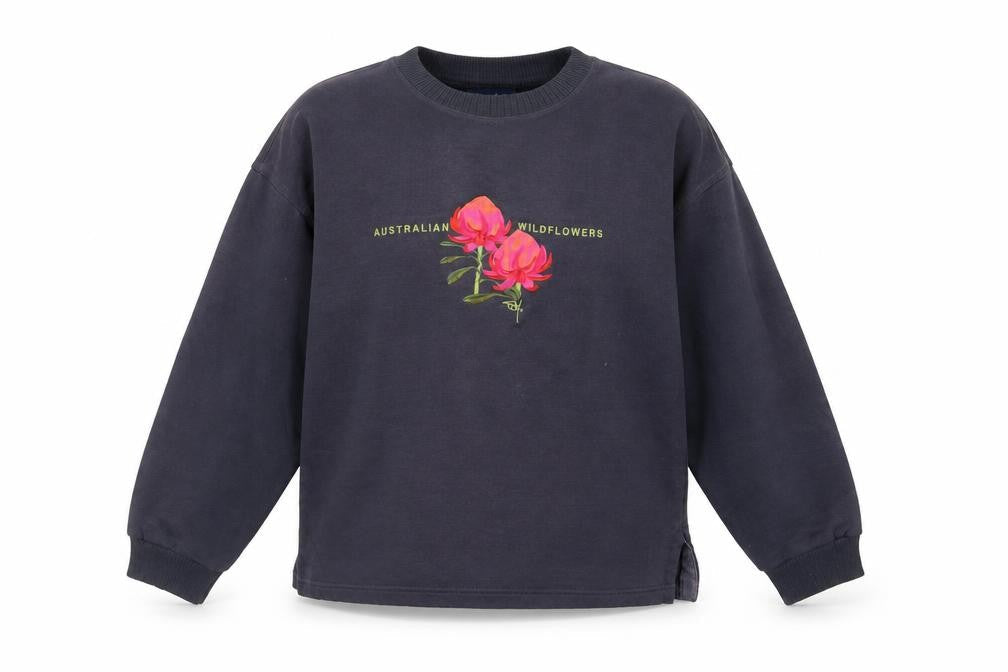 Stewart Merrett Womens Blue Cotton Pullover Sweatshirt Size S Pullover - Embroidered
