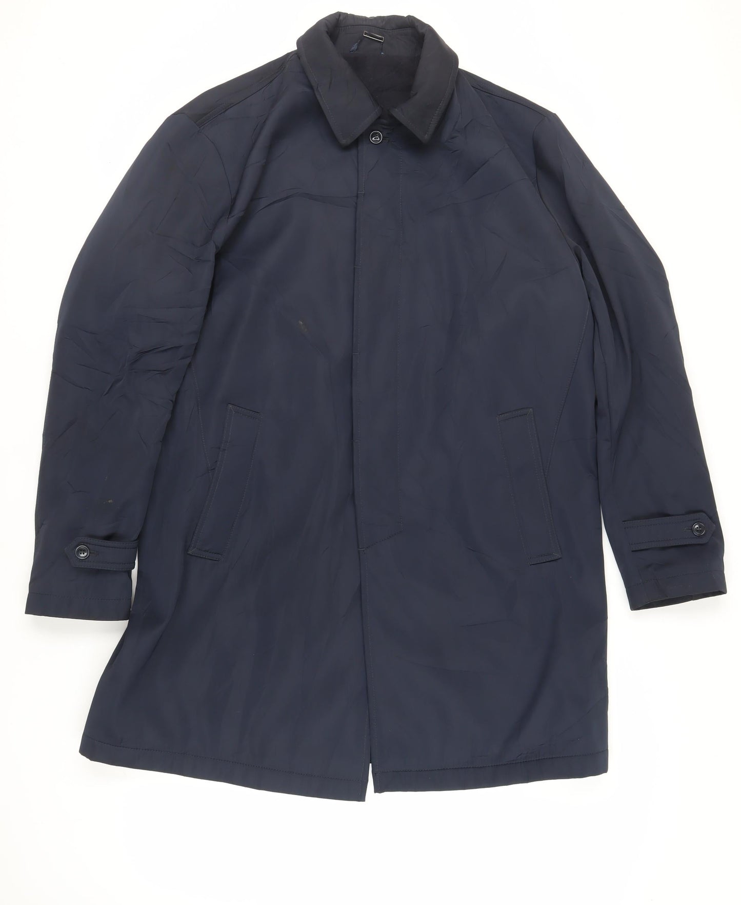 DS Classic Mens Blue Overcoat Coat Size L Button