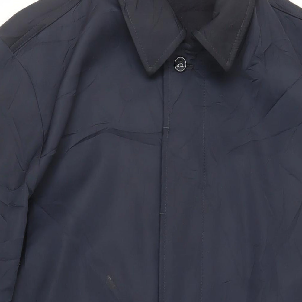DS Classic Mens Blue Overcoat Coat Size L Button