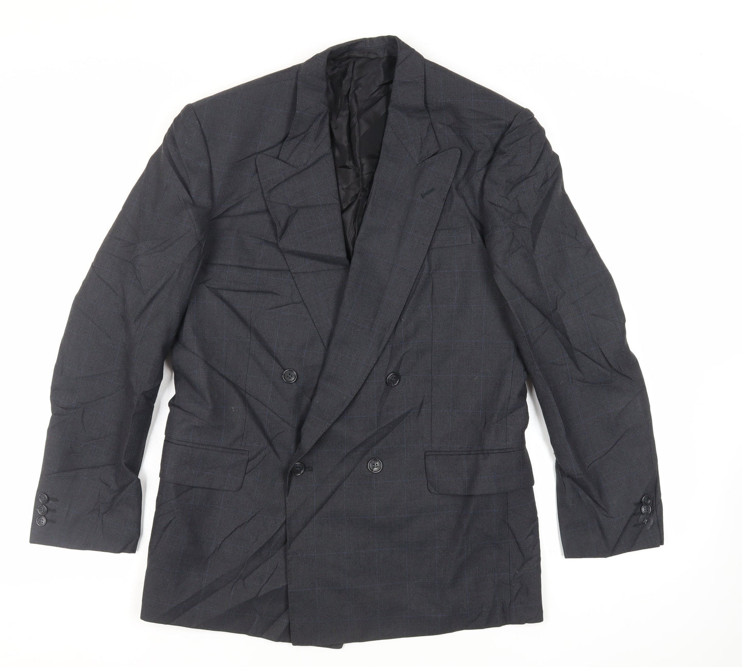 Canda Mens Grey Check Polyester Jacket Suit Jacket Size 38 Regular