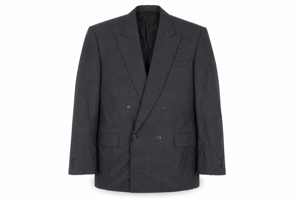 Canda Mens Grey Check Polyester Jacket Suit Jacket Size 38 Regular