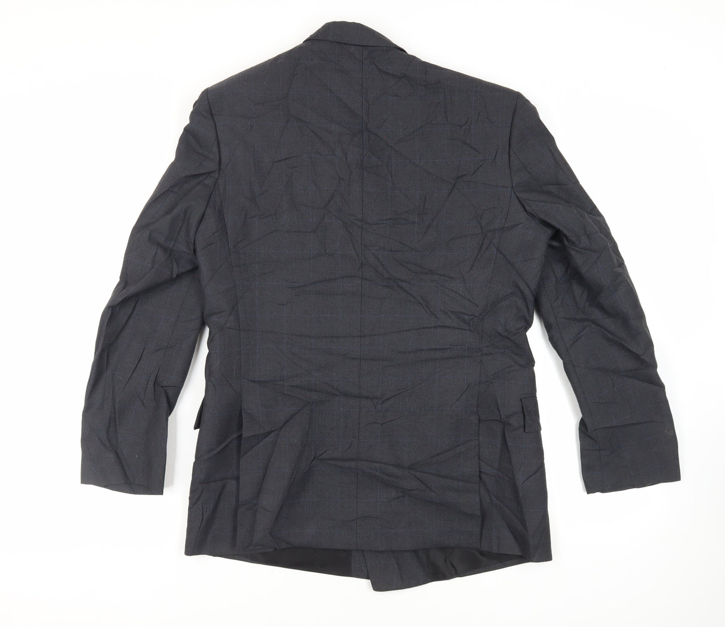 Canda Mens Grey Check Polyester Jacket Suit Jacket Size 38 Regular
