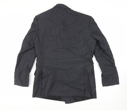 Back view of Canda men’s grey check polyester jacket suit jacket, size 38, regular