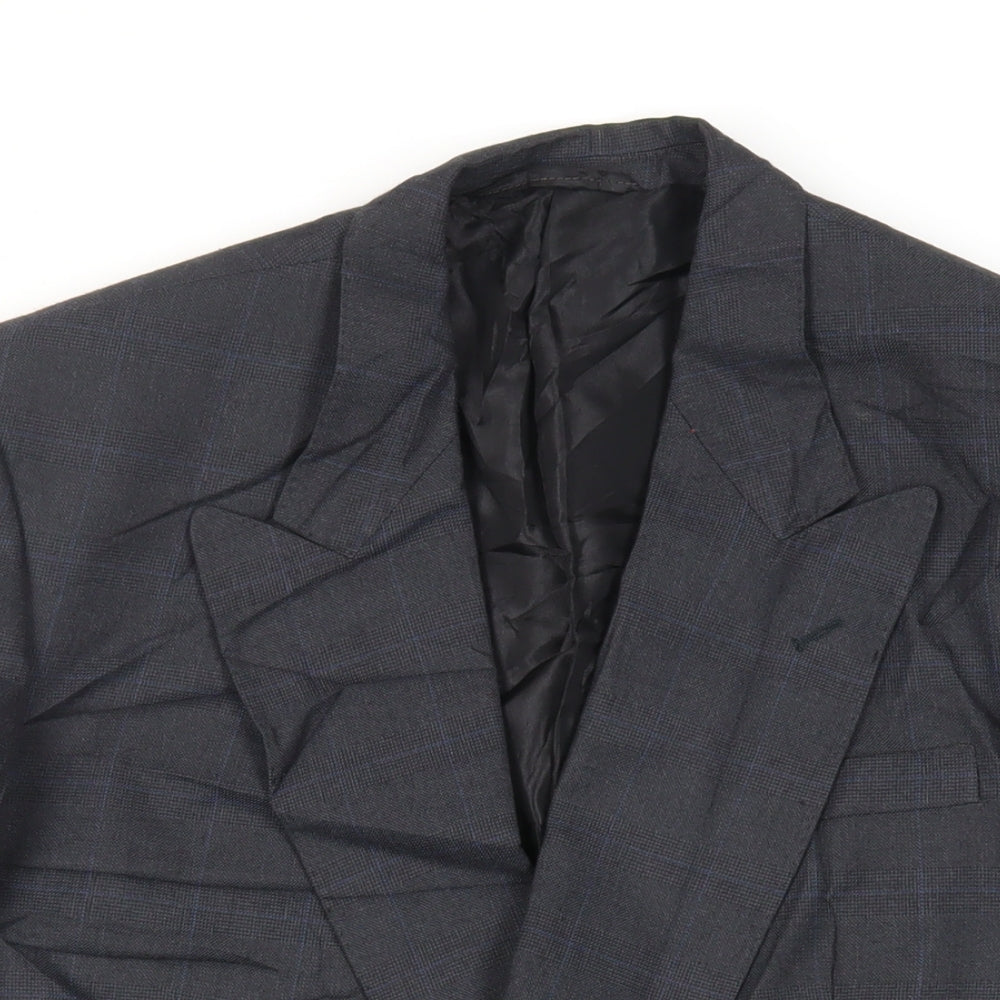 Canda Mens Grey Check Polyester Jacket Suit Jacket Size 38 Regular