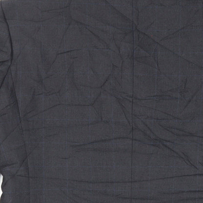 Brand and care label for Canda men’s grey check polyester jacket suit jacket, size 38, regular