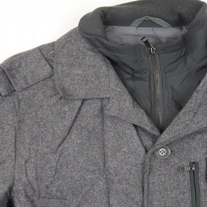 Close-up detail of Autograph men’s grey jacket, size L, zip