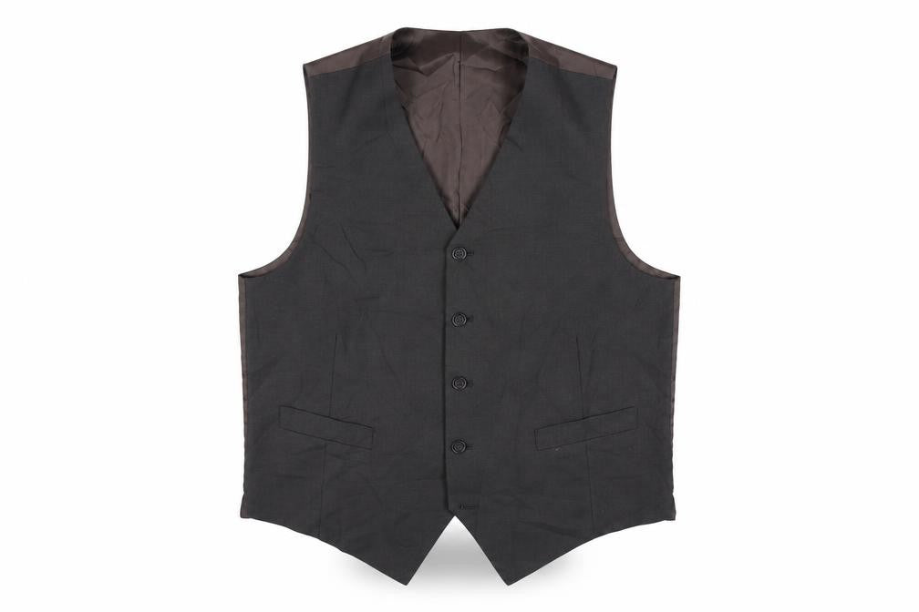 BHS Mens Black Polyester Jacket Suit Waistcoat Size 38 Regular