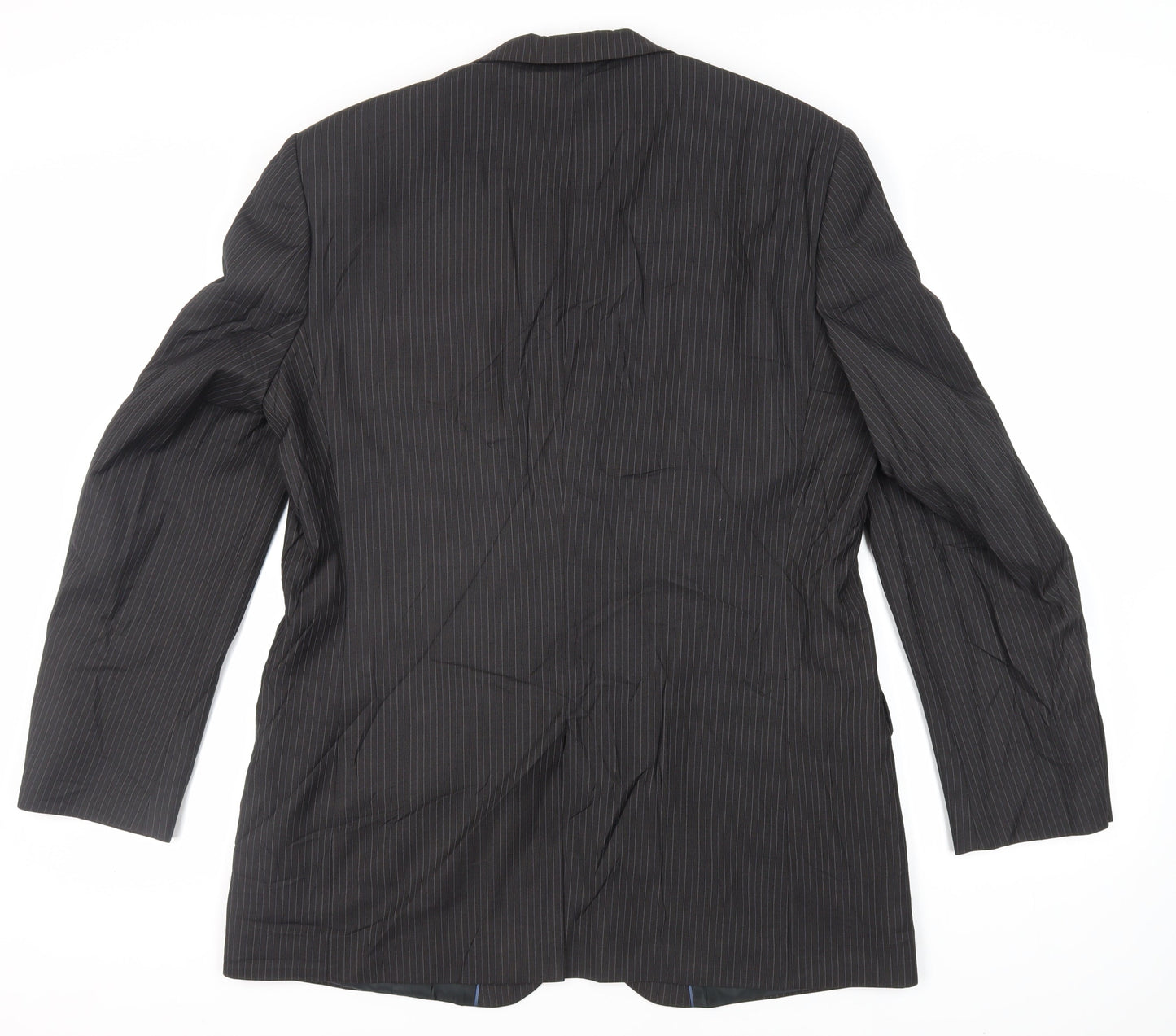Karl Jackson Mens Grey Striped Polyester Jacket Suit Jacket Size 44 Regular