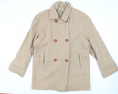 Definitions Womens Beige Pea Coat Coat Size 16 Button - Vintage