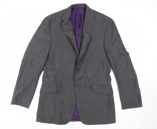 Marks and Spencer Mens Grey Plaid Wool Jacket Suit Jacket Size 38 Regular