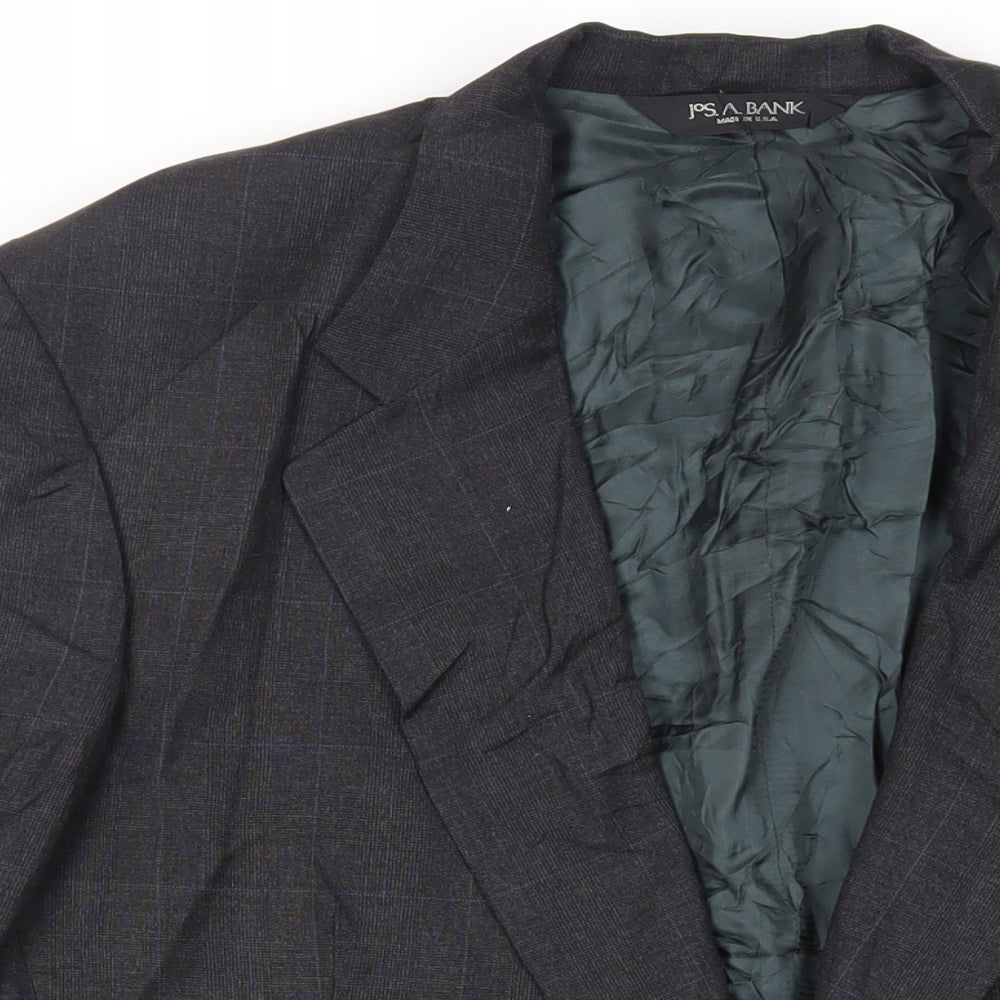 Jos. A. Bank Mens Grey Check Wool Jacket Suit Jacket Size 42 Regular
