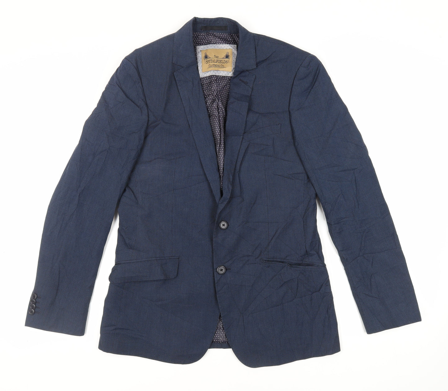 Spitafields Mens Blue Polyester Jacket Suit Jacket Size 40 Regular
