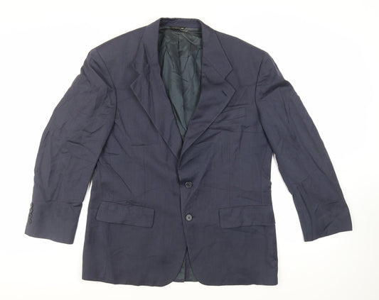Bill Blass Mens Blue Striped Wool Jacket Suit Jacket Size 42 Regular