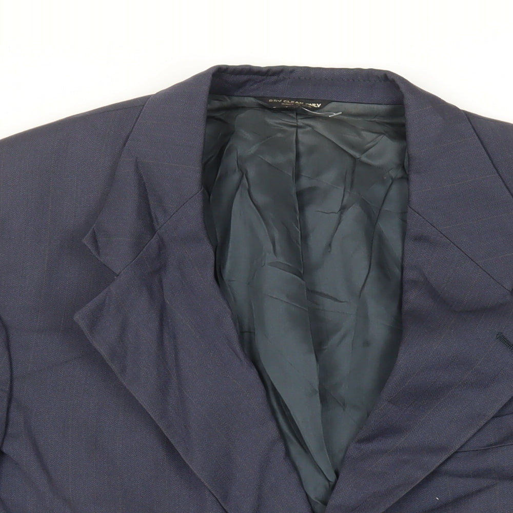 Bill Blass Mens Blue Striped Wool Jacket Suit Jacket Size 42 Regular