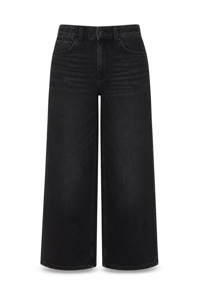 ASOS Womens Black Cotton Wide-Leg Jeans Size 30 in L26 in Regular Button