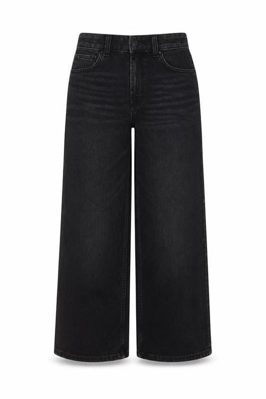 ASOS Womens Black Cotton Wide-Leg Jeans Size 30 in L26 in Regular Button