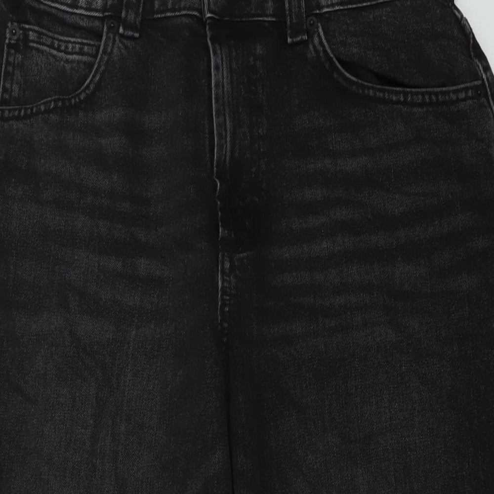 ASOS Womens Black Cotton Wide-Leg Jeans Size 30 in L26 in Regular Button
