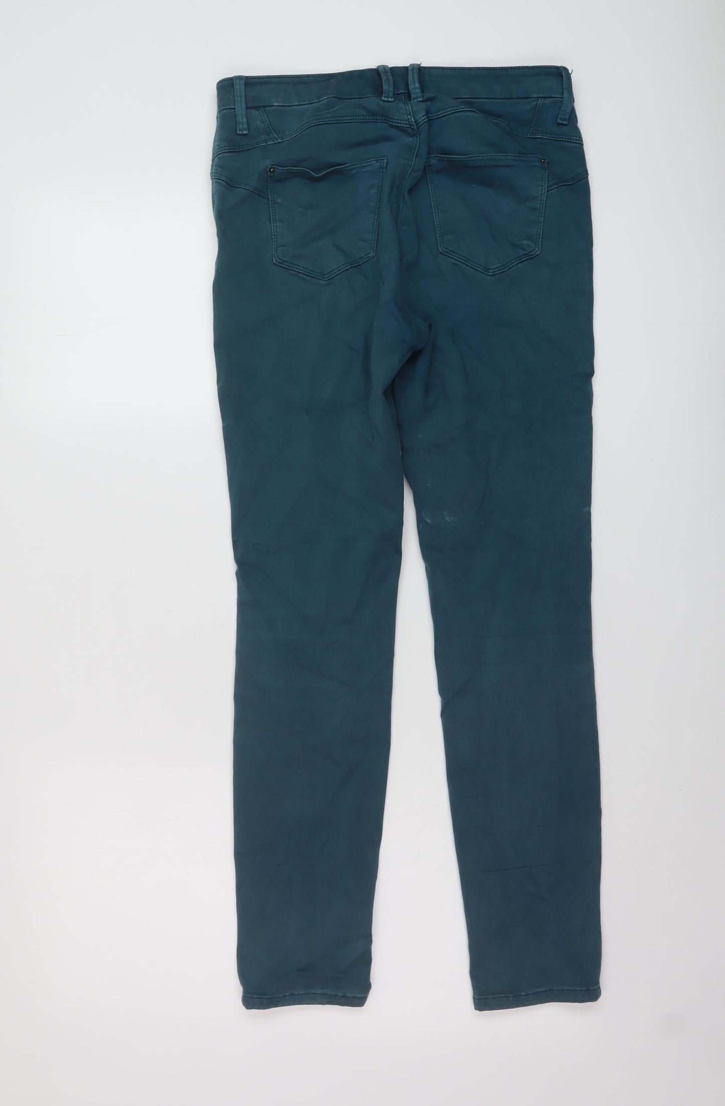 Marks and Spencer Womens Green Cotton Skinny Jeans Size 10 L27 in Regular Button