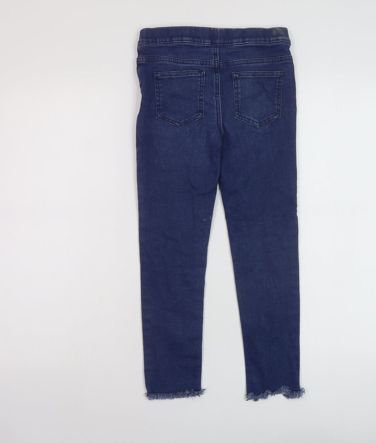 Back view of Denim & Co. girls’ blue cotton jegging jeans, size 8-9, years regular pullover