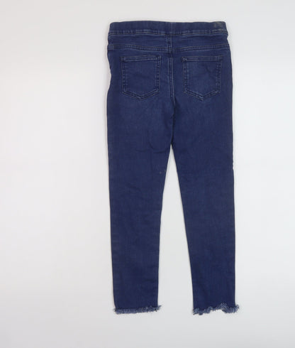 Back view of Denim & Co. girls’ blue cotton jegging jeans, size 8-9, years regular pullover