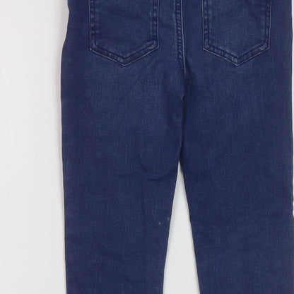 Brand and care label for Denim & Co. girls’ blue cotton jegging jeans, size 8-9, years regular pullover