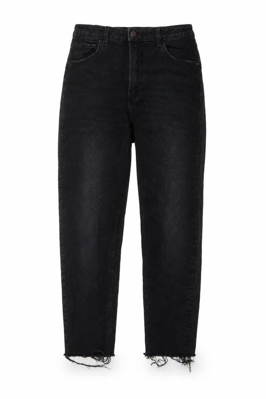 Cropp Womens Black Cotton Mom Jeans Size 10 L26 in Regular Button